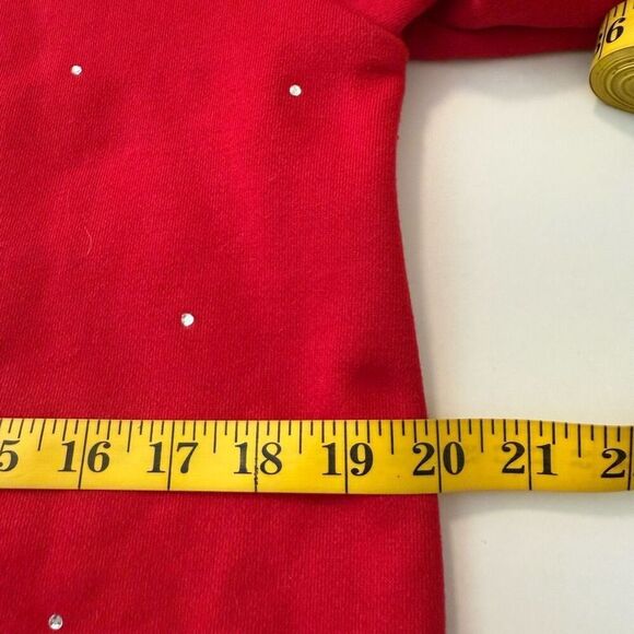 Quacker Factory Red & Navy Hooded Zip Sweatshirt with Crystal Beading Sz S - Picture 11 of 14